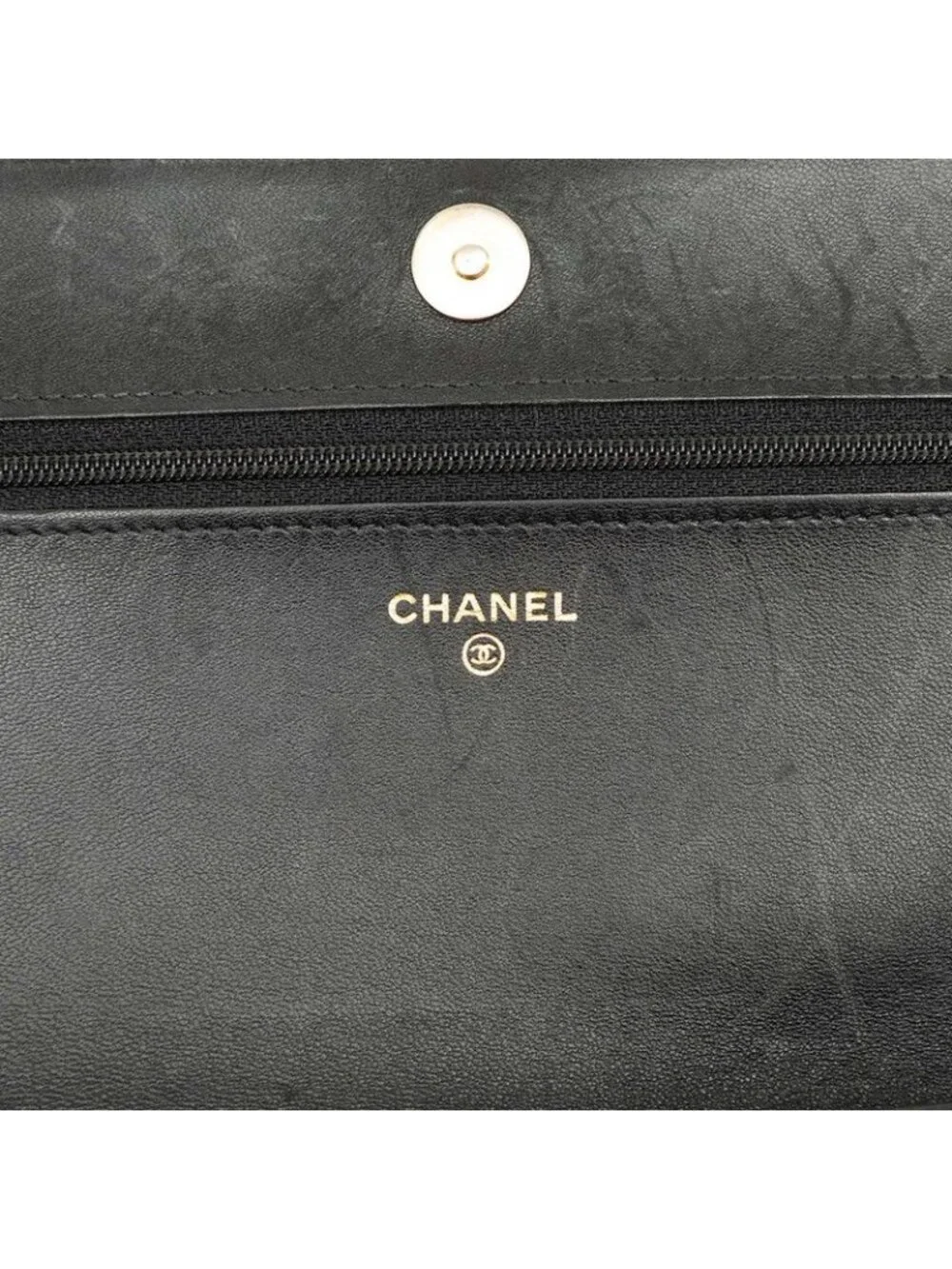 Chanel CC Logo Boy Chain Wallet Shoulder Bag Black Lambskin